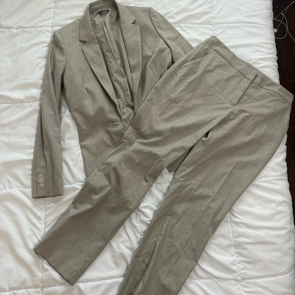antonio melani light nude sand suit set blazer and trouser